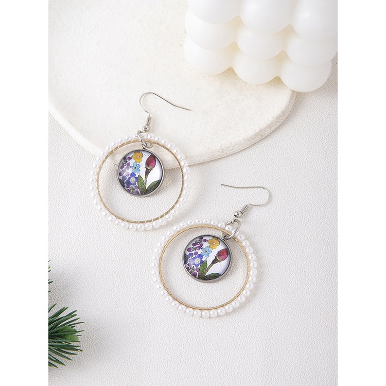 Fashion S925 Jarum Korea Anting Temperamen Baru Cincin Kecil Geometris Cinta Hati Mutiara Gadis Manis Anting