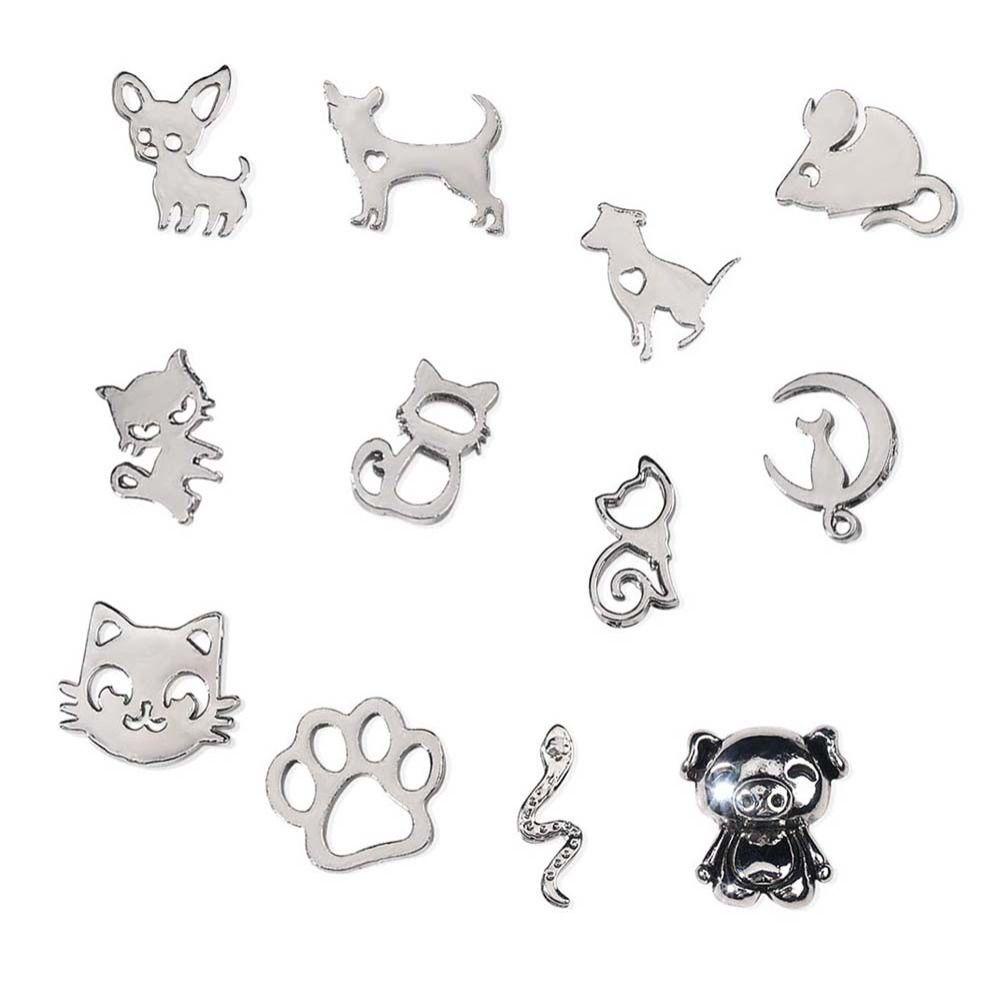 Mxbeauty Hewan Dekorasi Kuku Anjing Fashion Tikus Ular Kucing Manikur Aksesoris Logam Nail Art Drills