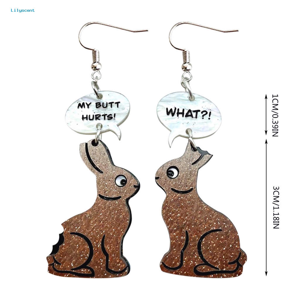 Lilyscent 1pasang Kait Telinga Akrilik Perhiasan Fashion Acrylic Easter Rabbit Earrings Eye-catching