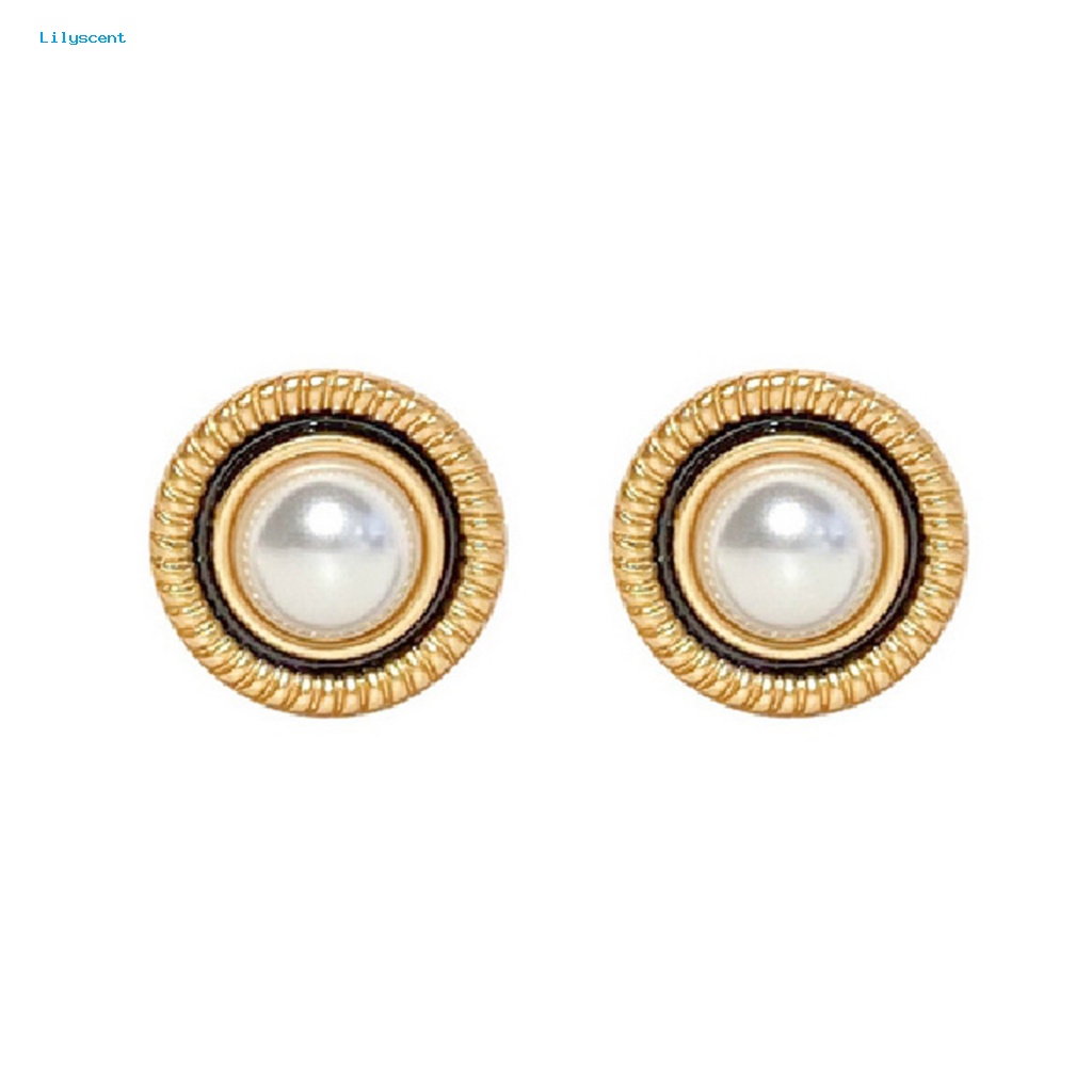 Lilyscent 1pasang Anti Luntur Wanita Ear Studs Pakaian Sehari-Hari Wanita Mutiara Imitasi Stud Earrings Perhiasan Temperamen