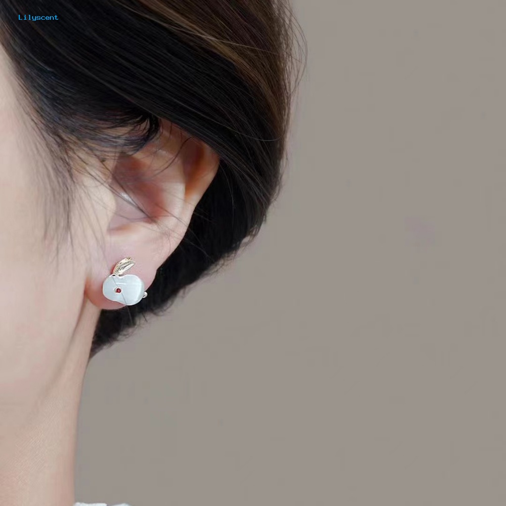 Lilyscent 1pasang Anting Tusuk Elegan Untuk Pakaian Sehari-Hari Wanita Mutiara Imitasi Bunny Drop Earrings Pengerjaan Halus