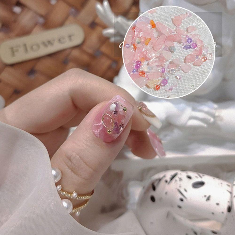 AUGUSTINA Agustina Batu Kristal Alami Dekorasi DIY Shiny Gaya Jepang Bijih Hancur Warna-Warni Mini Perhiasan Nail Art Ornamen