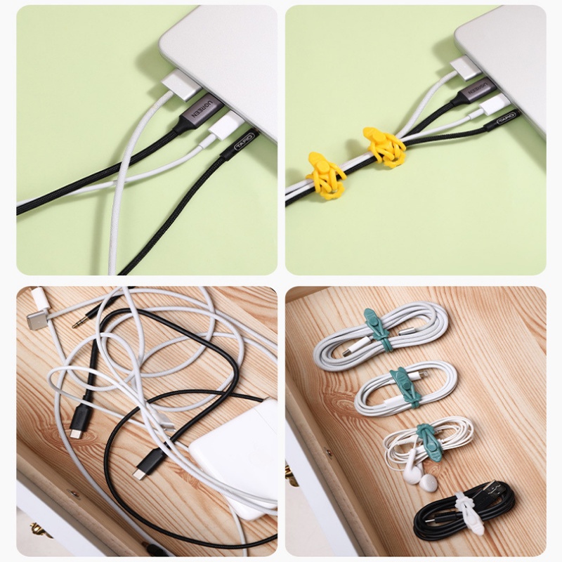[Harga Grosir] [Unggulan] Klip Penggulung Kabel Silikon Multifungsi Earphone Wire Data Line Management Tools Reusable Fastening Cable Cords Organizer Charging Wire Protector