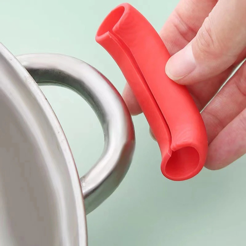 Penutup Insulasi Panas Panci Klip Telinga 2 Pcs Silikon Penutup Pegangan Panci Non-slip Steamer Casserole Pan Handle Holder Isolasi Sarung Klip Aksesoris Dapur