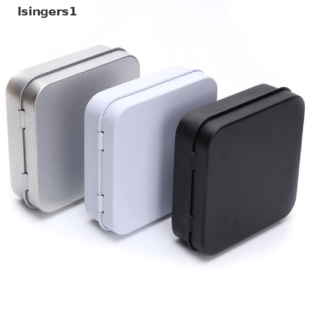 [lsingers1] Wadah Kaleng Logam Mini Persegi Berengsel Flip Penyimpanan Tin Box Kit Kecil Case Butik