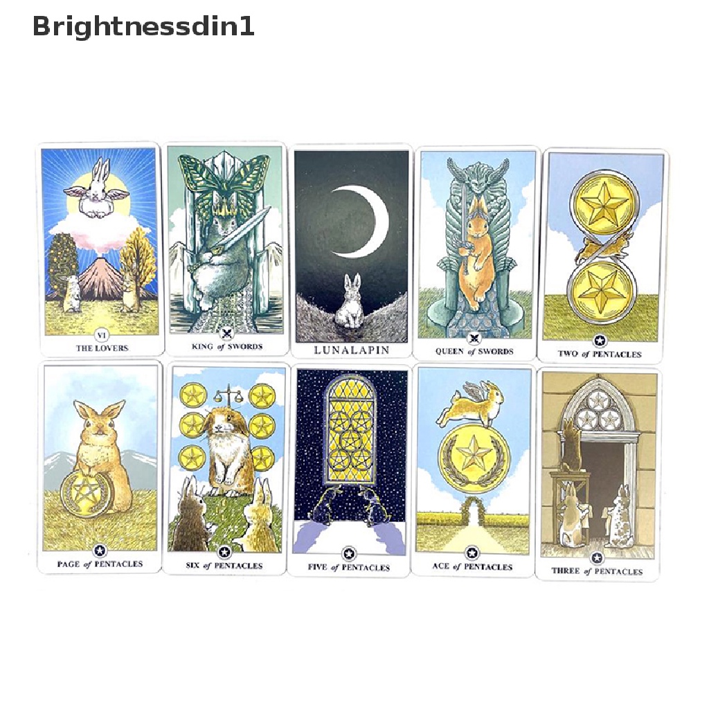 [Brightnessdin1] Kartu Tarot Lunalapin Kotak Besi Ramalan Deck Kartu Permainan Pesta w/Butik Manual