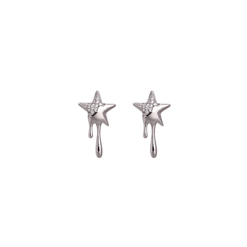 Y2k S925 Perak Jarum Korea Bintang Zirkon Drop Anting Untuk Wanita Komuter Earring