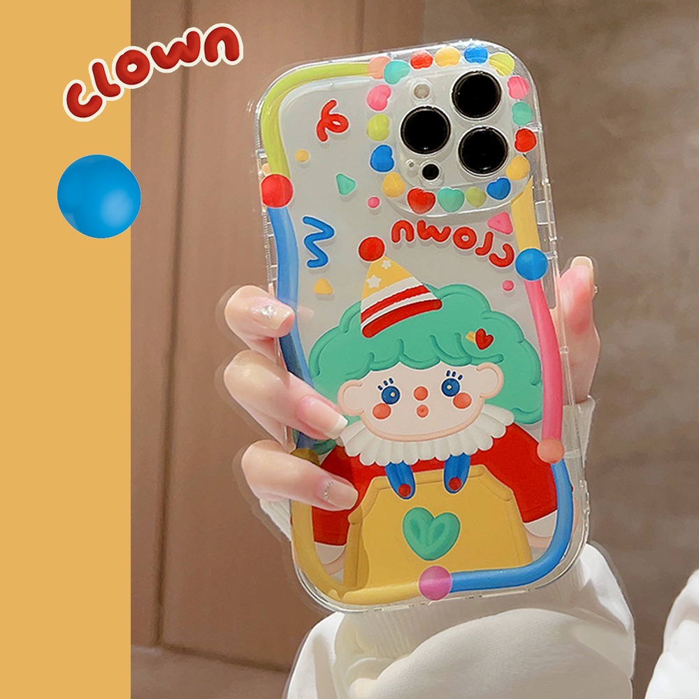 IPHONE Korea Lucu Fun Graffiti Gadis Jelek Kartun Silikon Case Untuk Iphone14 11 12 13 PRO MAX Casing Cover Pelindung AT0201