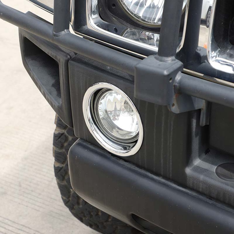 2pcs Lampu Kabut Depan Mobil Lis Lampu Rings Cover Dekorasi Aksesoris Silver Untuk Hummer H2 2003-2009