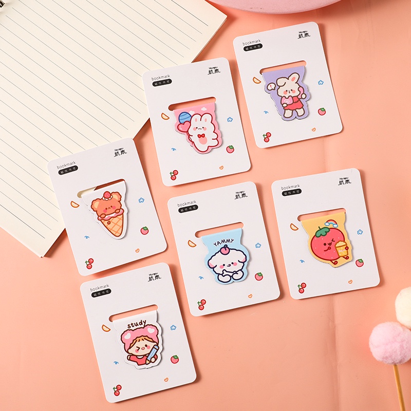 5pcs Mini Kartun Berbentuk Magnet Bookmark Anak Klip Buku Kecil Portabel