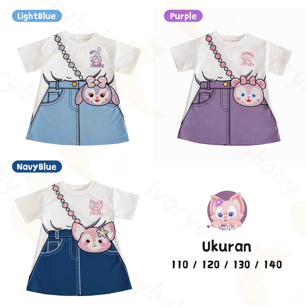 Ivorybaby Gaun anak perempuan baru Rok kasual bayi motif kelinci Dres kaos anak