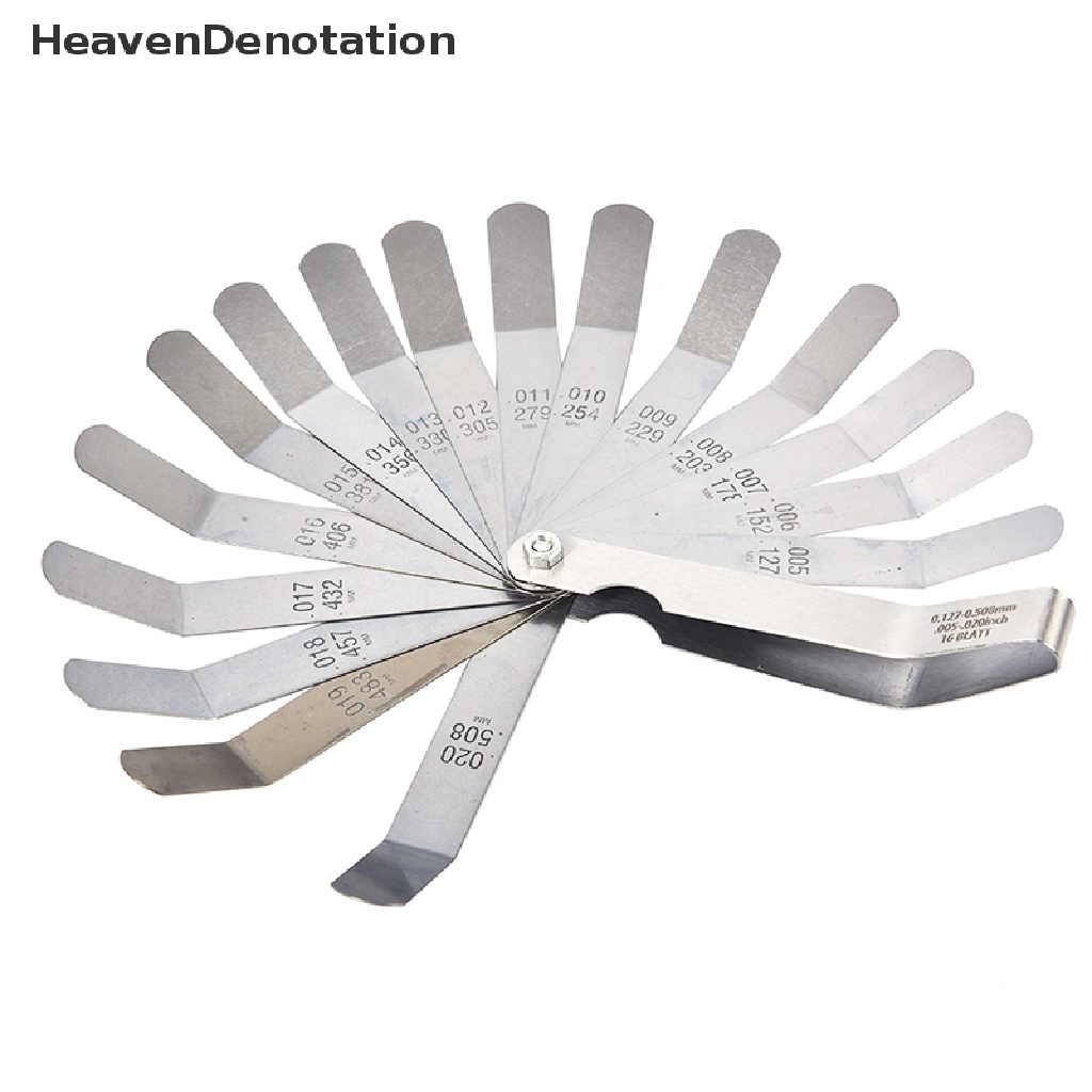 [HeavenDenotation] 16mata Pisau Feeler Gauge Pengisi Celah Metrik 0.127-0.508mm Valve Gage Measurment HDV