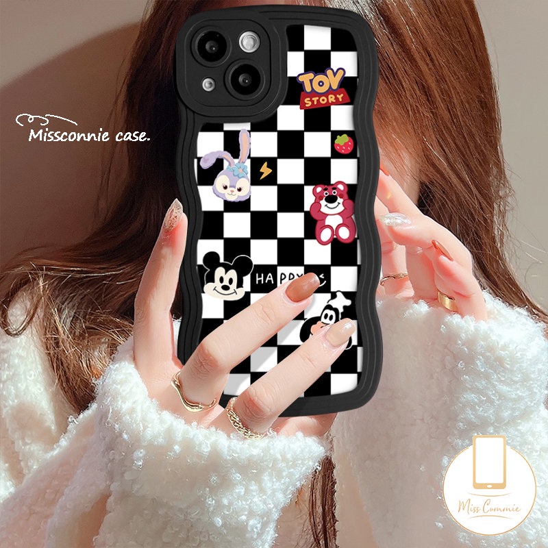 Redmi 10A 12C 9T 9A A1 9 10C 10 A1+9C POCO X3 NFC Pro M3 Mi 11T Pro Redmi Note10 9 8 11 11s 10s 11Pro 9s 10Pro Max Cute Mickey Dinosaurus Manyo Soft Tpu Wavy Edge Chessboard Sarung