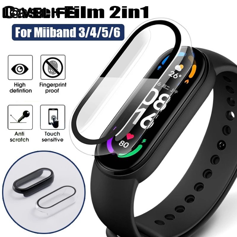 Hot Sale/Basic Casing Pelindung Dengan Built In PET Screen Protector Untuk Mi Band/Hard PC Shockproof Cover Kompatibel Dengan Mi Band6/Gelang5/Gelang4/Gelang3/Versi nfc