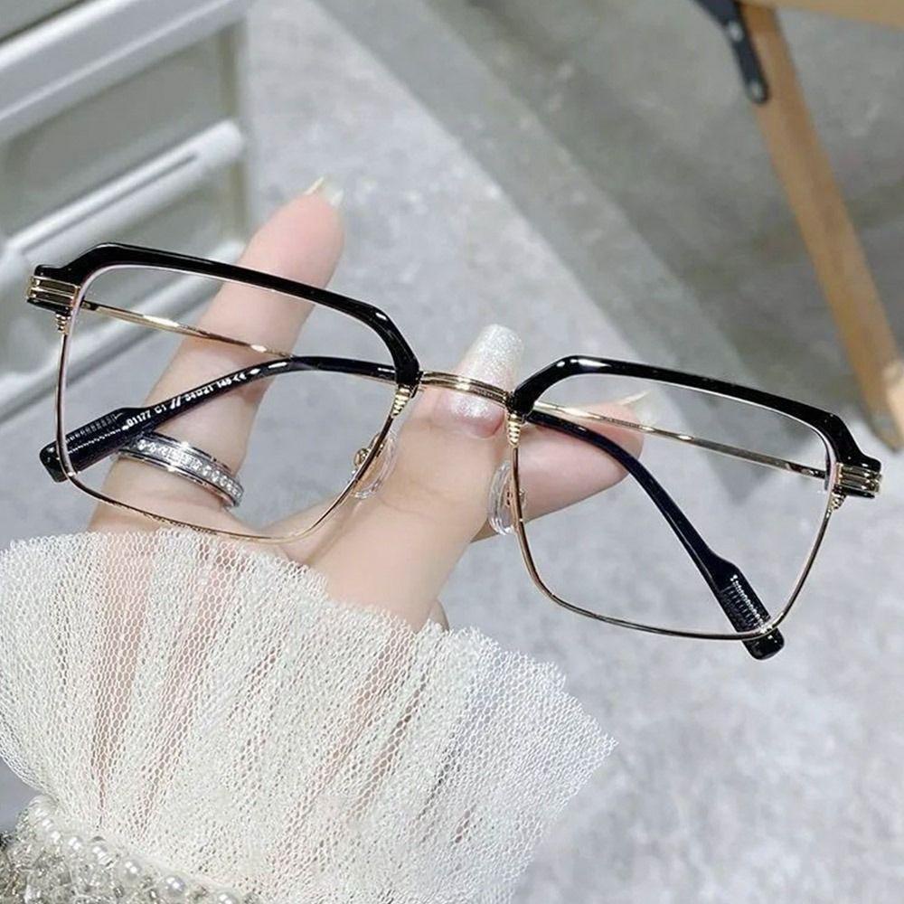 R-flower frame Kacamata Optik Fashion Square Half-frame Anti Blueray