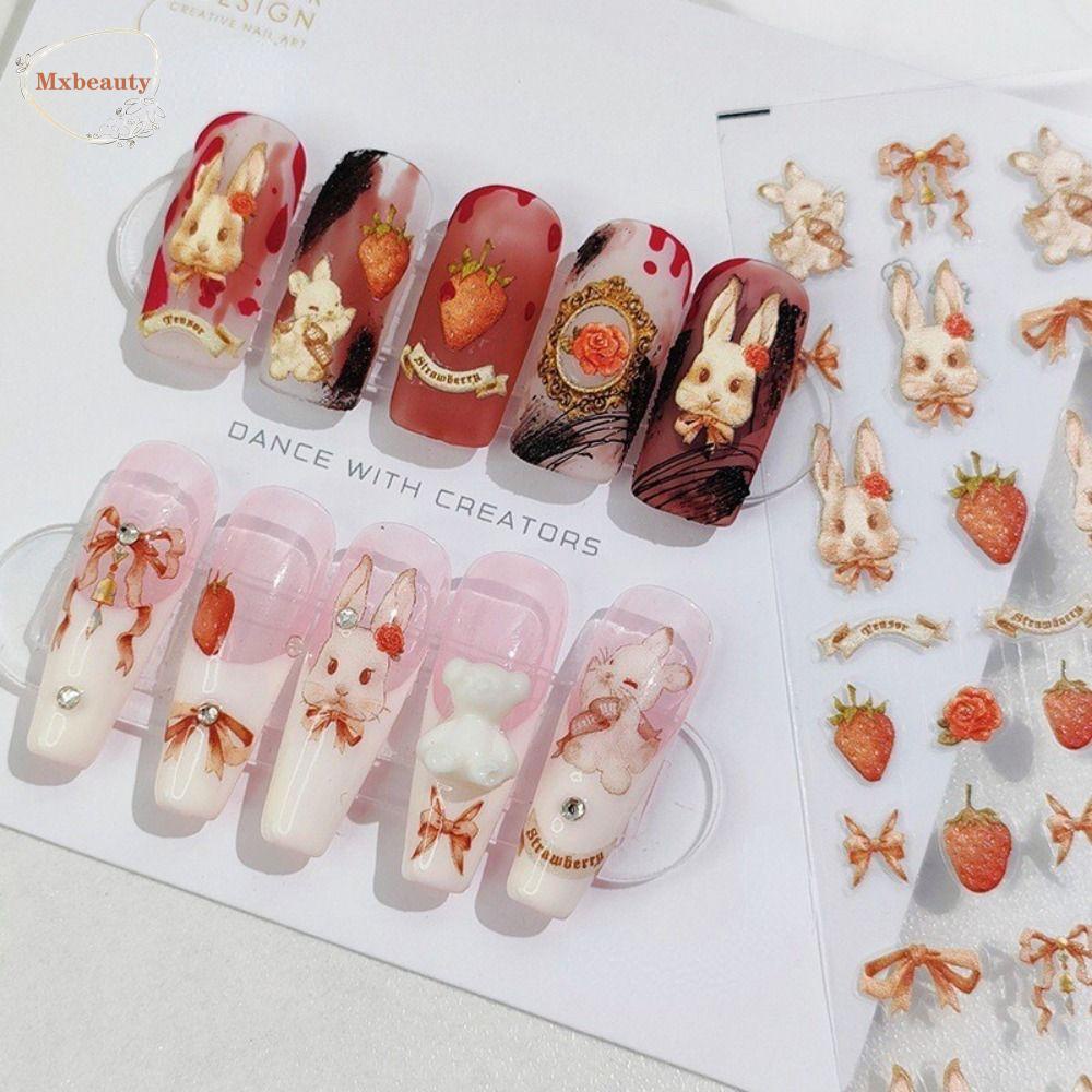 Mxbeauty Stiker Kuku Motif Kotak-Kotak 5D Gaya Retro Jepang Untuk Dekorasi Nail Art