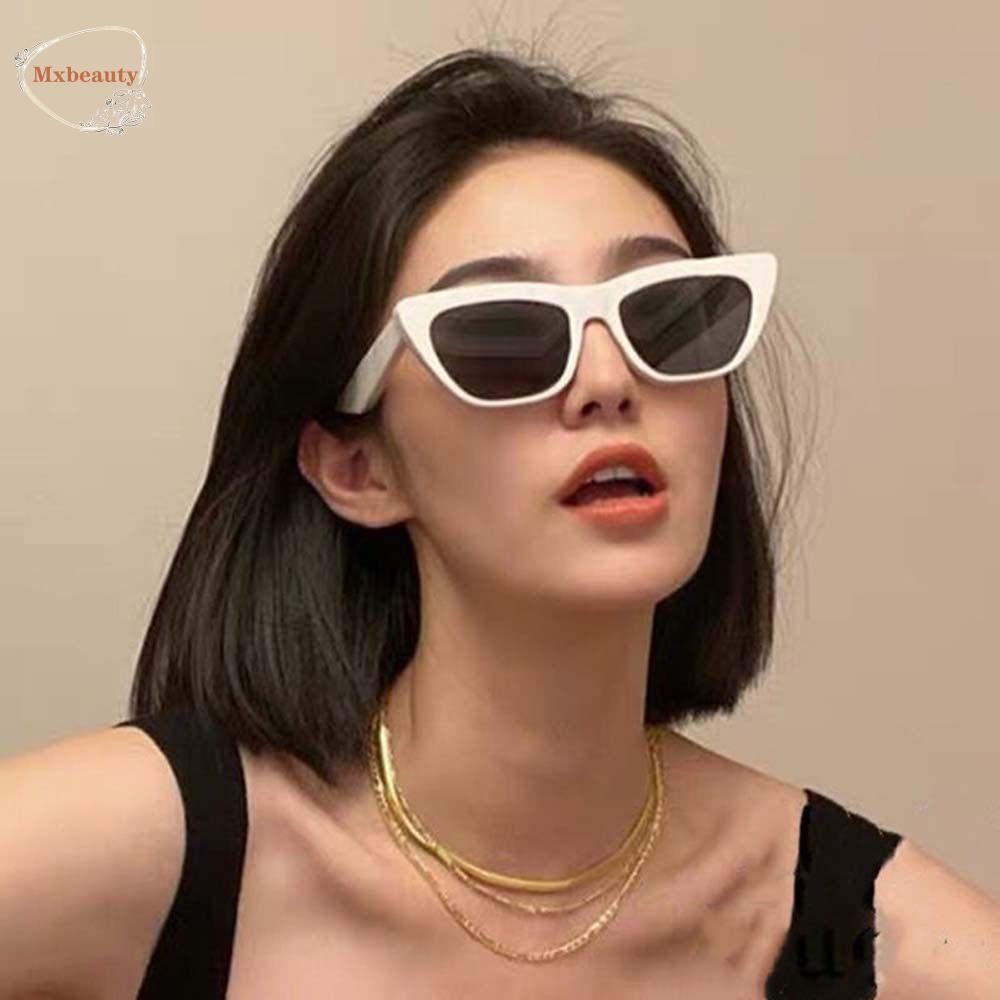 Mxbeauty Kacamata Mata Kucing Putih Elegan Anti UV Motif Leopard Hitam Kacamata Matahari Wanita Sunglasses