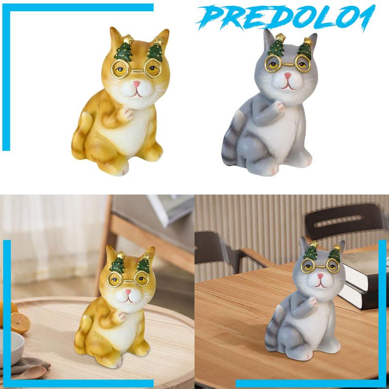 [Predolo1] Patung Hewan Taman Patung Kucing Koleksi Untuk Dekorasi Kabinet Rak Buku