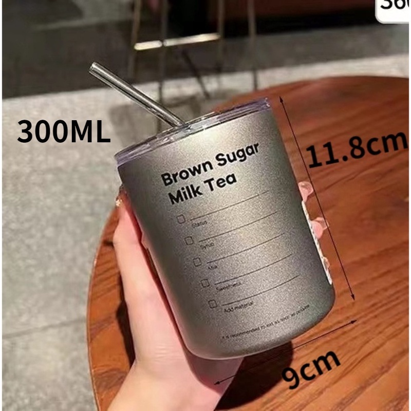 【Ready Stock】600ml Botol Minum Stainless Steel/600ml Sedotan  Cangkir/Boto Minum Kopi Sedotan/Cangkir Thermos Kopi/Bahan Stainless Steel 600ml/Portabel Cangkir Vakum