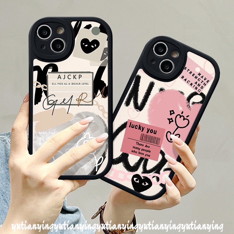 Ins Graffiti Letter Label Love Heart Casing For Infinix Hot 11s 10s 10T Hot 9 10 11 Play Hot 10 Lite Infinix Note 8 Smart 5 6 Trendy Brand Comme des Garcons Soft Tpu Cover