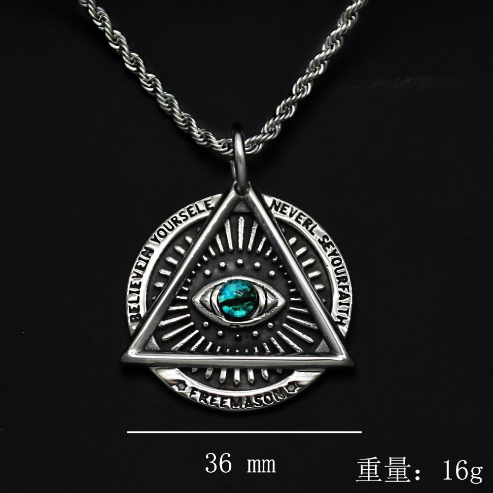 [X C] Kalung] Wanita Hip-hop Punk Gothic Vintage Perak Kalung Mata Setan Baja Titanium Liontin Rock Pesta Fashion Perhiasan