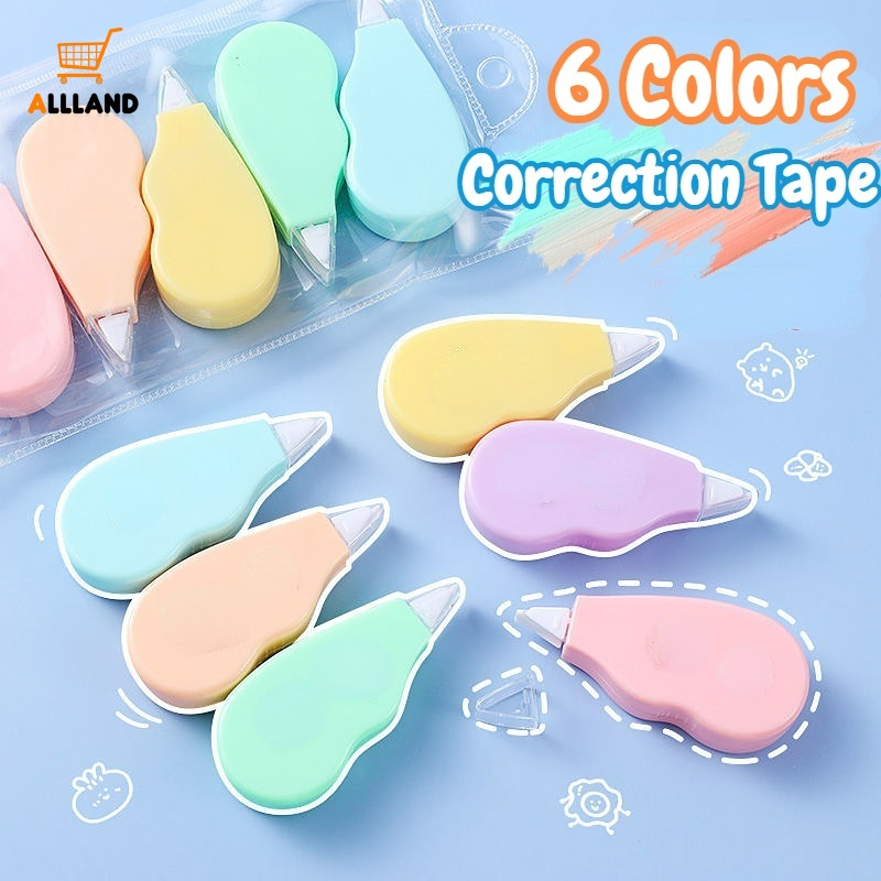 1set/6pcs Tape Koreksi Macaron Kawaii Lucu/Alat Korektor Kantor Sekolah Diubah/Alat Tulis Siswa Perlengkapan Novelty