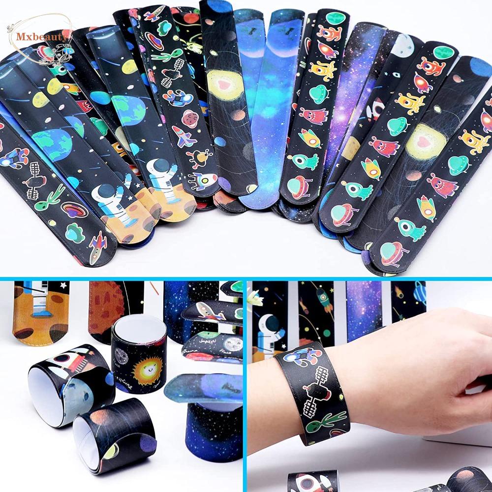 Mxbeauty 5pcs Space Slap Bracelets Anak Dewasa Untuk Anak Planet Bracelet Shake Wristbands Dekorasi Pesta Tangan Tepuk Lingkaran