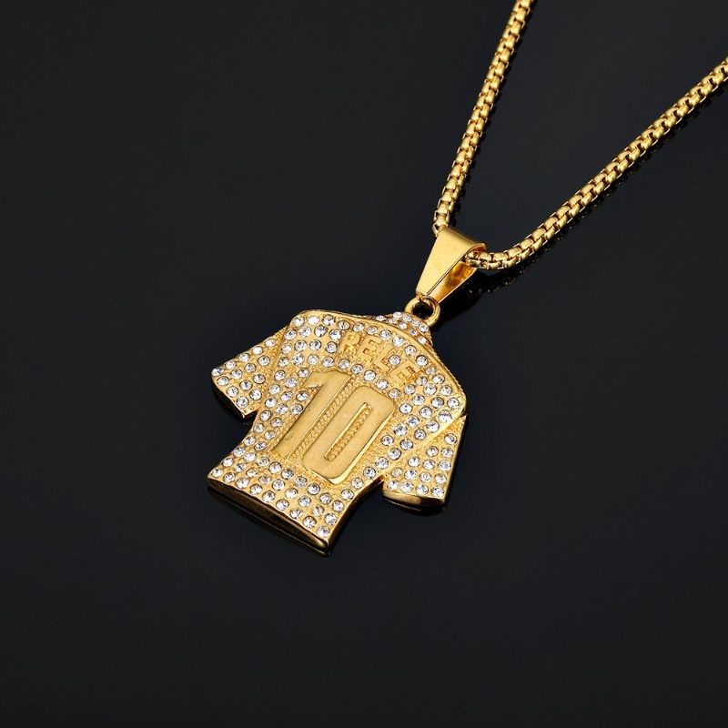 [Z H Perhiasan] Retro 18K Emas Generasi Bola King Bailey 10jersey Liontin Fashion Pria Anti Karat Kalung Liontin Hip Hop Pesta Baja Titanium Perhiasan Aksesoris