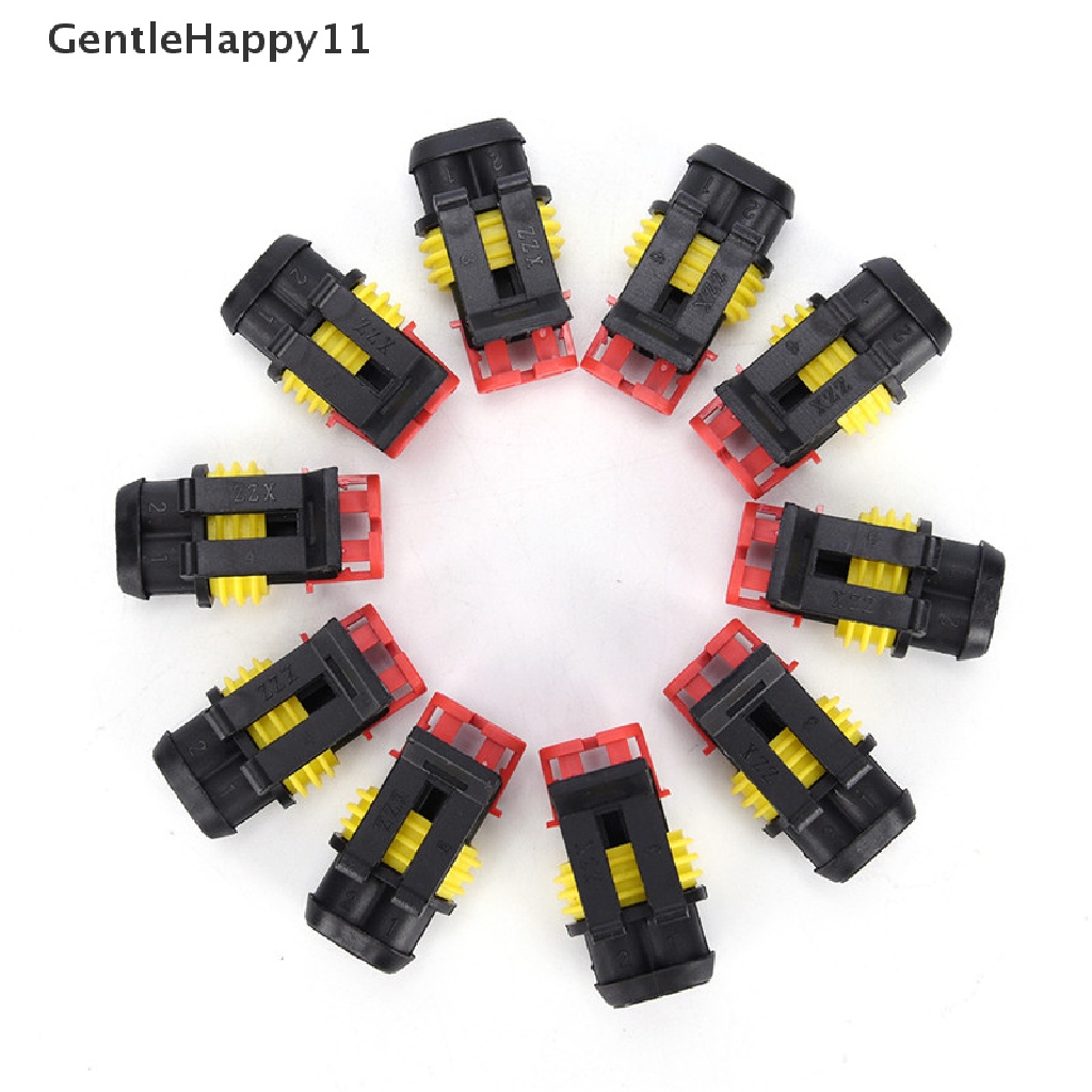 Gentlehappy 10kit 2pin Way Sealed Konektor Kawat Listrik Tahan Air Plug Mobil Auto Sets id