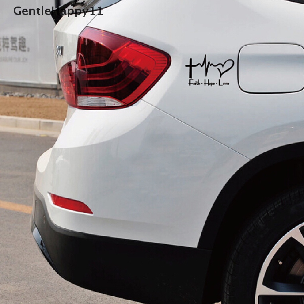 Gentlehappy Faith Hope Love Vinyl Stiker Mobil Kartun Yesus Kristen Religiou Simbol Alkitab id