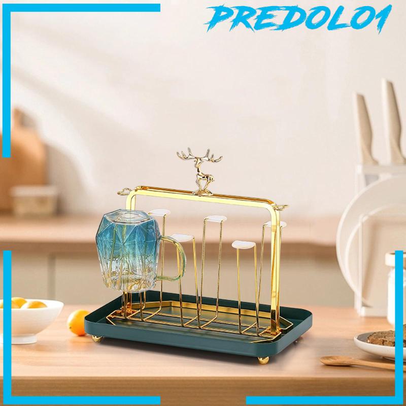 [Predolo1] Mug Organizer Luxury 6cup Metal Drainer Holder Rak Tempat Botol Toples Kantor