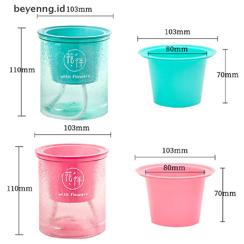 Beyen 1Pcs Pot Bunga Self Watering Air Otomatis Pot Bunga Plastik Transparan ID