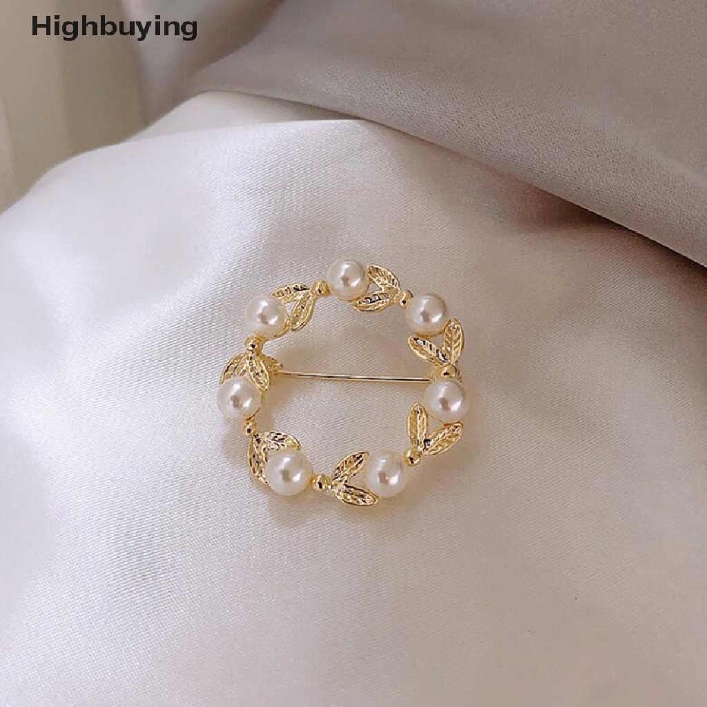 Hbid Mutiara Daun Bros Geometris Cincin Bros Kepribadian Perhiasan Jas Jaket Pin Tas Gaun Kerah Pin Aksesoris Baju Glory