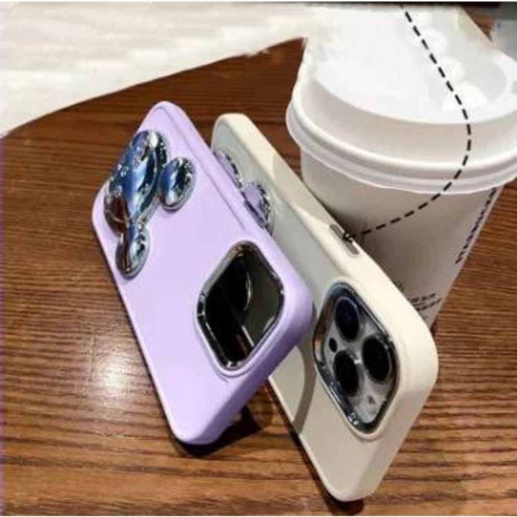 IPHONE Casing Ponsel Desain Berdiri Bahan Baja Hitam Kepala Mouse Kompatibel Dengan Iphone12 13 14 11 Pro Max X Xs Max Xr Ddwcf