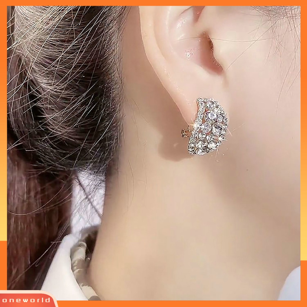 [EONE] 1pasang Anting Pejantan Temperamen Mengkilap Elegan Geometris Berkilau Berdandan Hadiah Valentine Wanita Kristal Imitasi Menjuntai Anting Perhiasan Pernikahan Aksesori Fashion