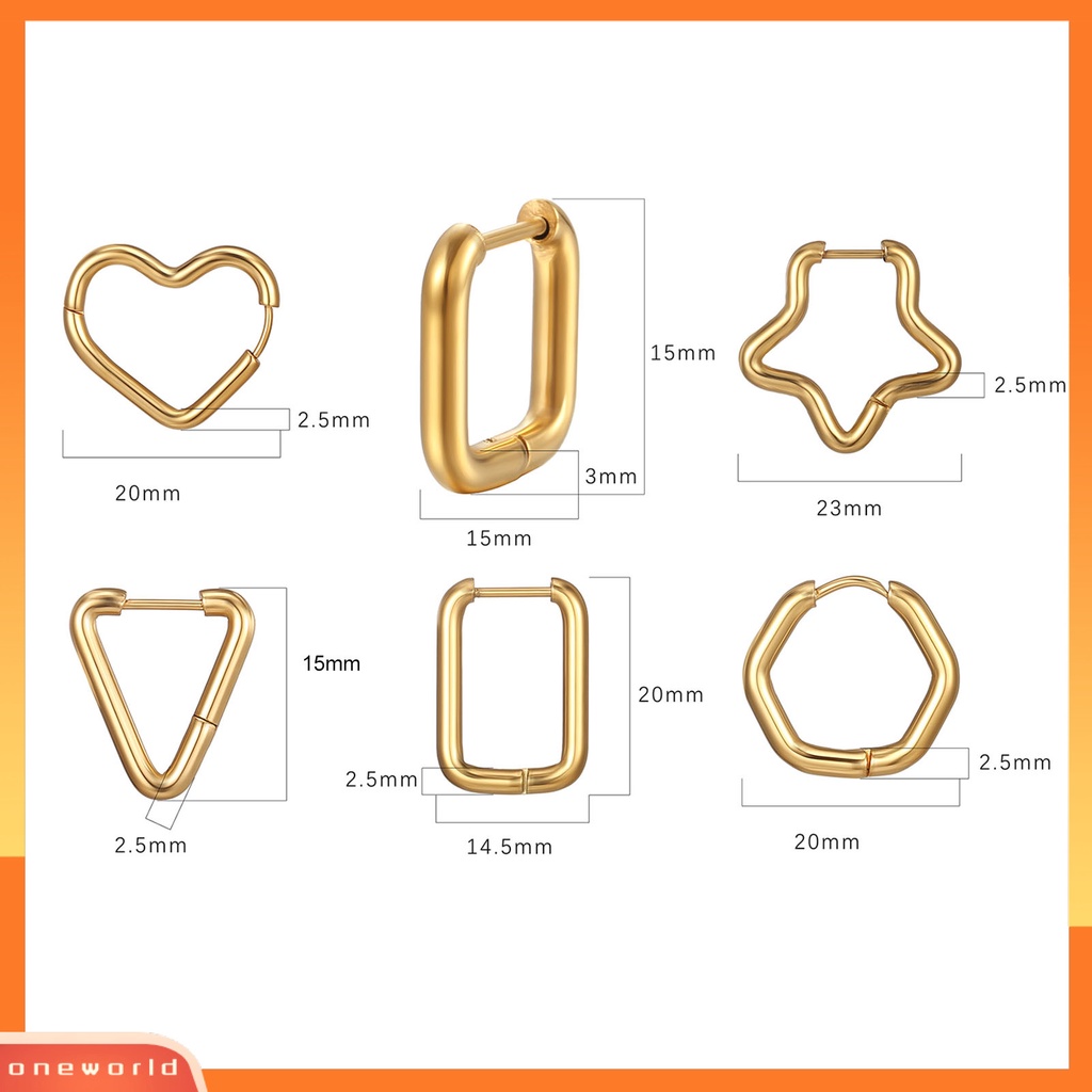 [EONE] 1pasang Anting Wanita Geometris Baja Titanium Multi Bentuk Dipoles Kecil Bintang Berujung Lima Ladies Earrings Fashion Perhiasan