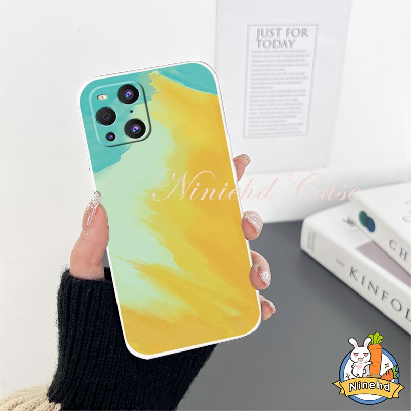 Oppo A17 A17K A57 A77 A77s A16K A16 A15 A15s A3s A5s A78 A76 A74 A54 A95 A94 A12 A5 A9 Cairan Cat Air Silikon Tepi Lurus Casing Ponsel Lensa Full Melindungi Soft Case Tahan Guncangan