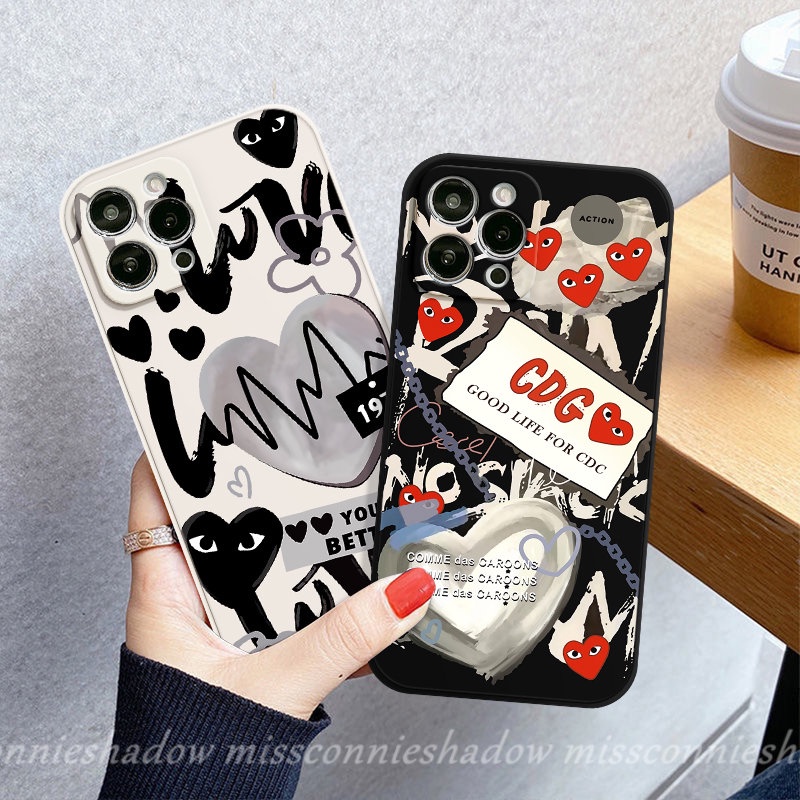 Case Realme C31 C12 C25s C3 C35 C25 5c15 C21Y C33 9i 6i 8 5i 9 7i 10 8pro 7 8i 10pro C11 C25Y C30 C17 C21 C20 Comme des Garcons Tepi Lurus Love Hati Soft Tpu Couple Case