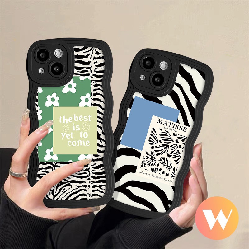 Infinix Smart 4 5 6 Plus Hot 10s 20 12 Pro 12i 20s 11s 10Lite 11s NFC Hot 9 10T 8 11 10 Play Note 8 12 G96 12 12Pro 10Pro Flower Zebra Pattern Matisse Label Wavy Edge Tpu Soft Case