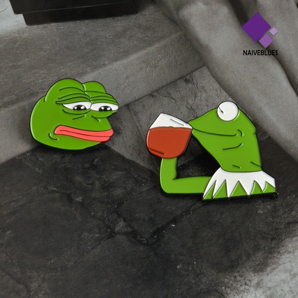 &lt; Naiveblues &gt; Lucu Pepe The Frog Kartun Enamel Bros Perhiasan Lencana Baju