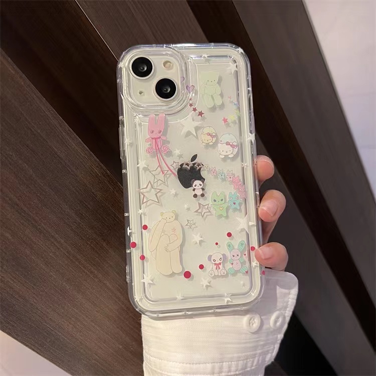 IPHONE Casing Ponsel Iphone11 Cocok Untuk 14 14pro 14plus 13 13mini 13pro 13prm iPhone12 7Plus 8Plus Xr XS 13 12mini Pro Max Empat Sudut Casing Ponsel Transparan Tahan Guncangan