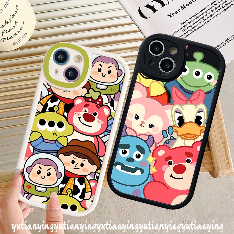 Casing Ponsel Beruang Strawberry Manyo Lucu Kompatibel Untuk IPhone XR 7 6s 6 8 Plus 11 Pro Max 7Plus 12 13 14 Pro Max XS X Max SE 2020 Disney Donald Duck Kartun Toy Story Soft Tpu Cover