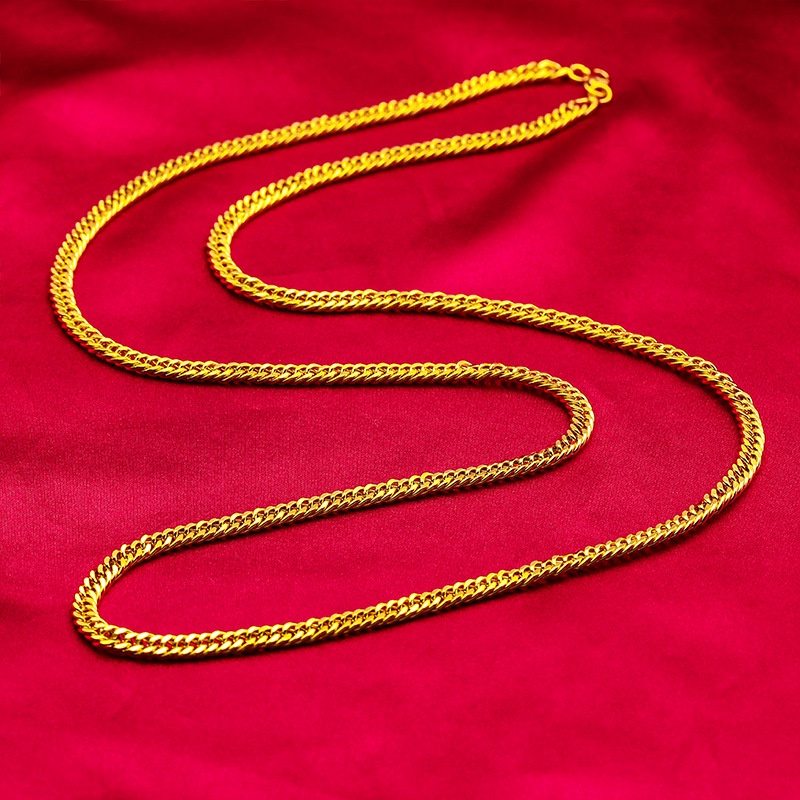 Goldkingdom Perhiasan Fashion 24K Bangkok Aksesoris Stok Lapis Emas Bos Lady Kalung S Jepit Dipanjangkan 70 cm Rantai