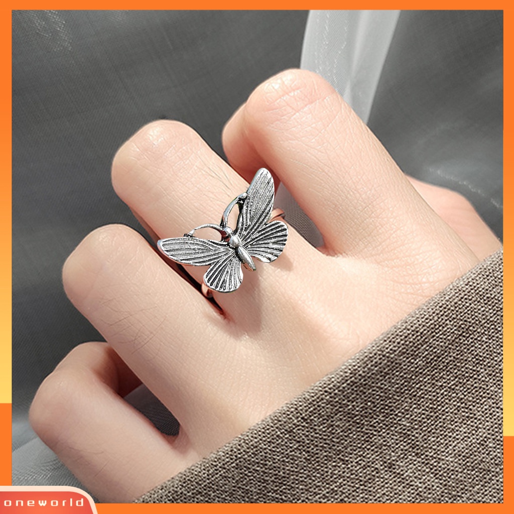 [EONE] Wanita Cincin Kepribadian Hias Gaya Eropa Fashion Retro Skeleton Silvering Finger Ring Untuk Pakaian Sehari-Hari