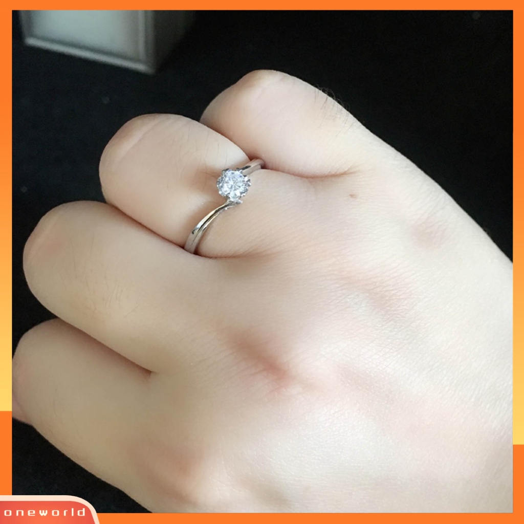 [EONE] Cincin Jari Shiny Berlian Imitasi Electroplating Pengerjaan Halus Tahan Luntur Hias Tembaga Indah Snowflake Engagement Ring Perhiasan Aksesori
