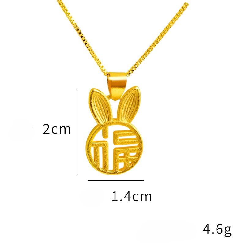 Goldkingdom Perhiasan Fashion 24 K Bangkok Aksesoris Ready Stock Beruntung Lucu Kelinci Liontin Buram Potongan Potongan Kelinci Lucu Kalung Kecil Dan Halus Kalung