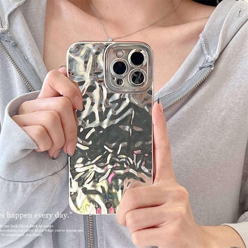 Shinny Pink Luxury Tinfoil Fold Soft Case OPPO A9 A5 A3S A52 A92 A72 A31 A15S A17 A16 A74 A95 A54 A57 A7 A5S A12 A11K A78 A1K Realme 5i C3 C2 C15 C12 C11 C20 C30 C33 C35 C55 C21Y