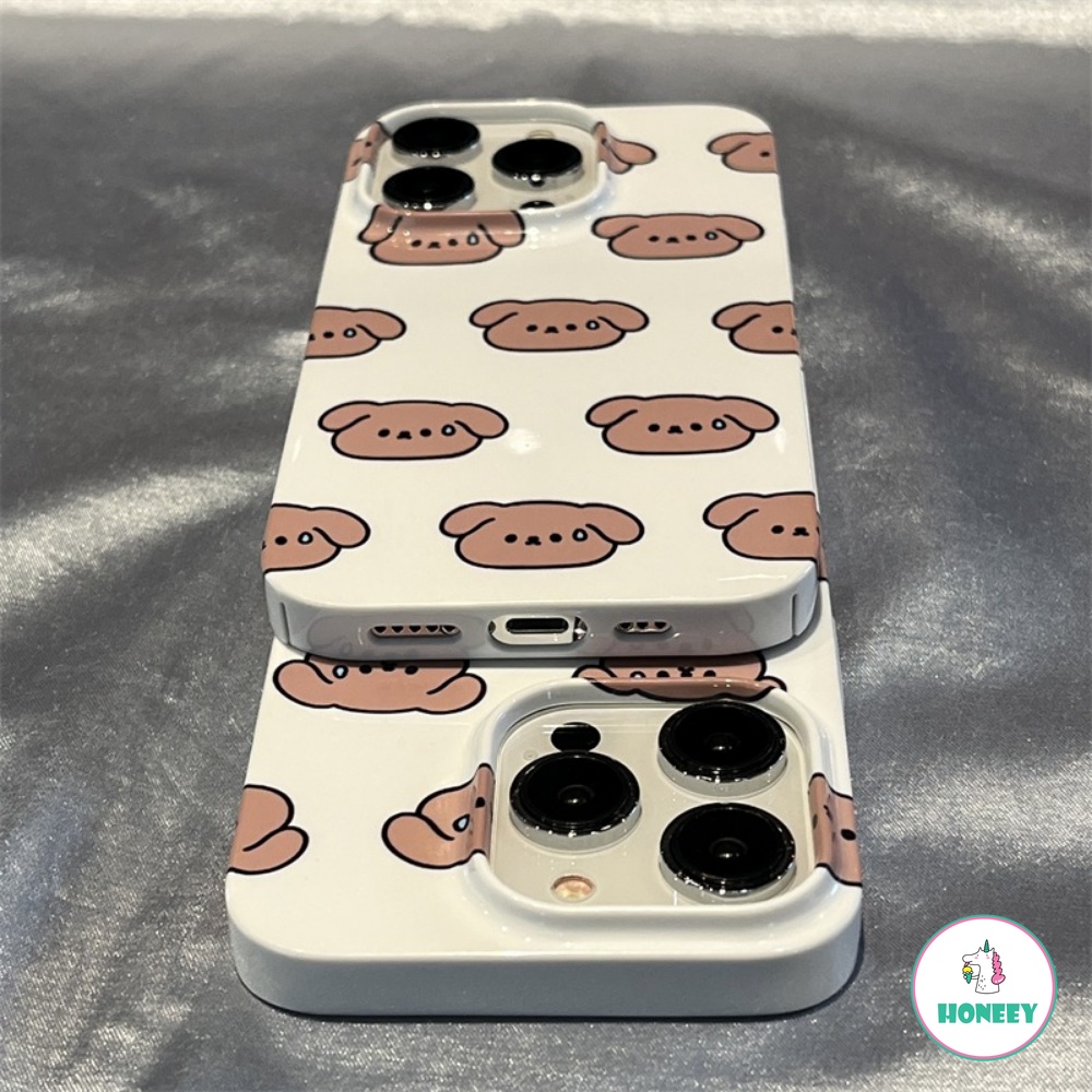 IPHONE Casing Ponsel Teddy Dog Puppy Glossy Lucu Untuk Iphone14 13 12 11 Pro Max 14 Pro Max Slim Fit Bumper Karet Shockproof Lembut TPU Cover