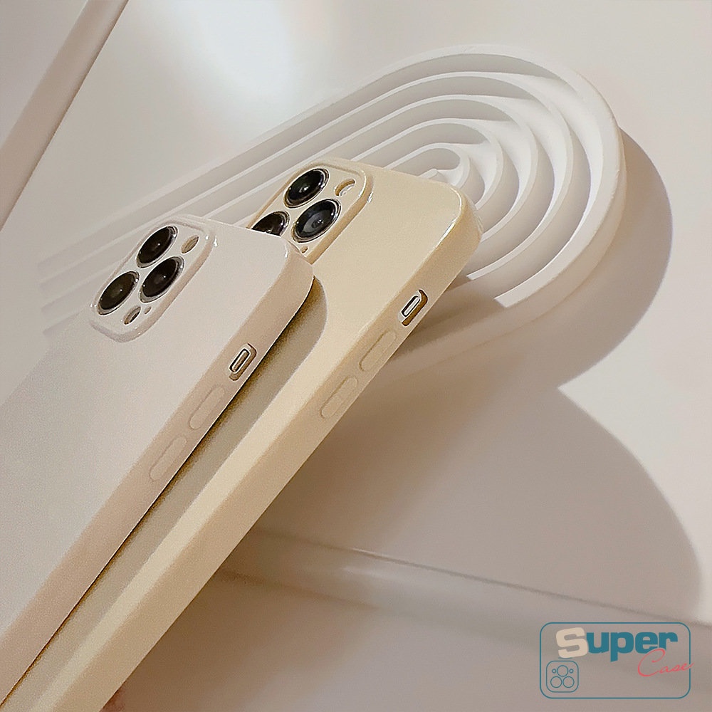 Luxury Candy Color Macaron Solid Glossy Case Kompatibel Untuk iPhone 7Plus 8Plus 11 13 XR 12 11 14 Pro Max X XS Max Pelindung Lensa Kamera Shockproof Soft TPU Cover