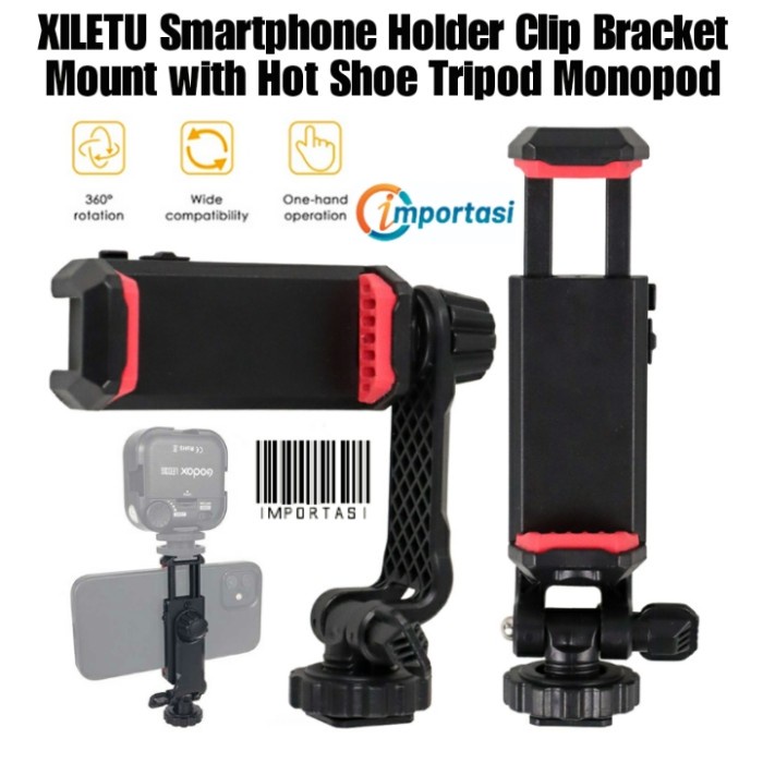 Phone Clamp Holder HP Clip Tripod Tongsis Mount with Hot Shoe Adapter